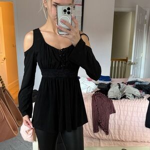 Elegant Black Cold Shoulder Blouse